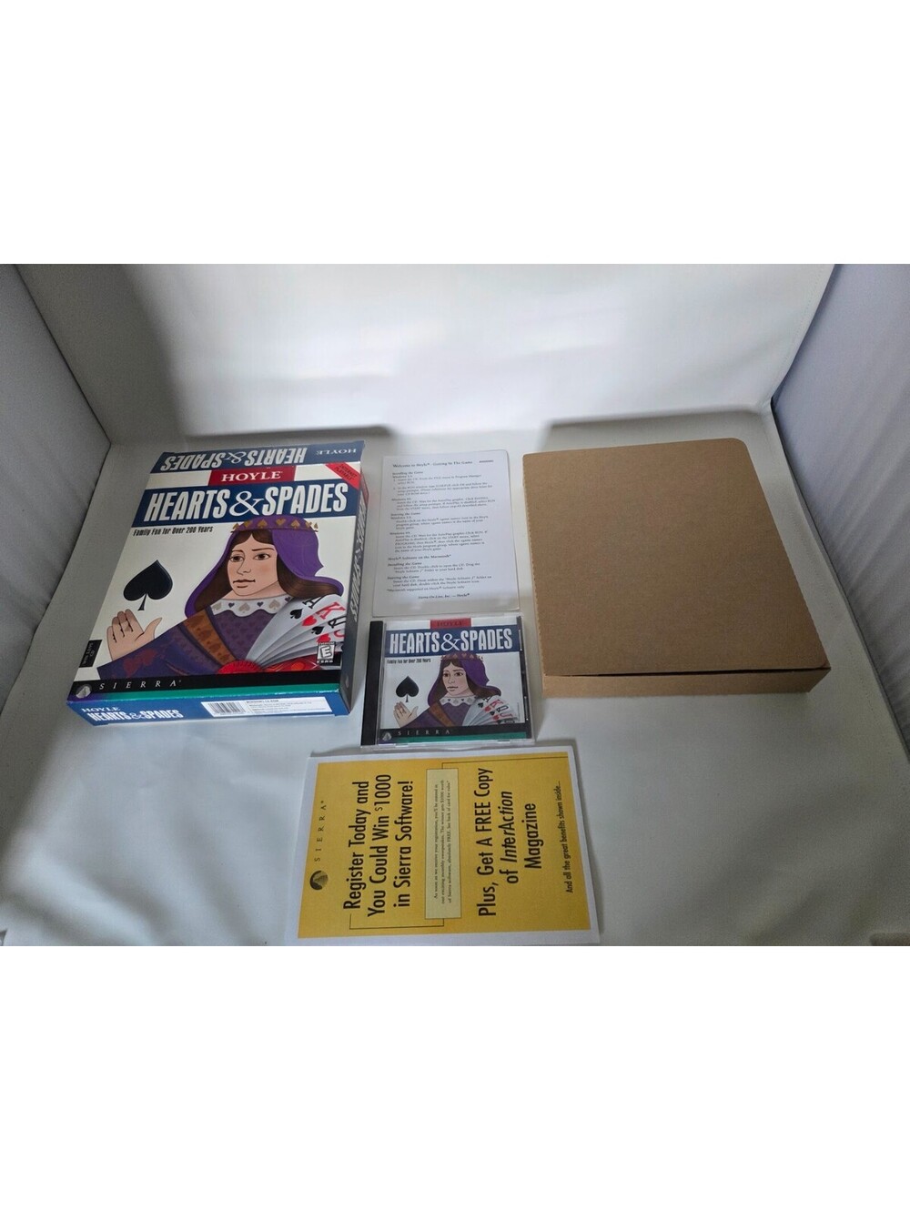 Hoyle Hearts and Spades PC Game CD Big Box 1998 Sierra Complete w/ Inserts